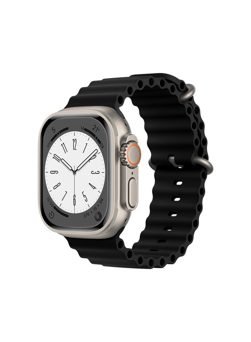 Black 38/40/41mm Compatible With Apple Watch, Suitable For Men And Women, Silicone Double Buckle Watch Strap Compatible With Iwatch Series 10/9/8/Ultra - Image 1